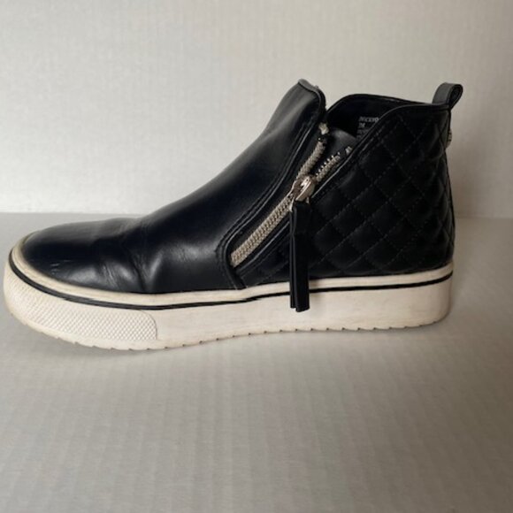 Steve Madden Sneaker Kids Size 2 Black with Zippers - Picture 3 of 10